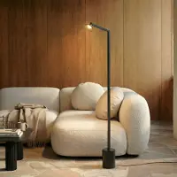 LUCANDE Vloerlampe , Steve, dimbare, Zwart, Woonkamer, Metaal, Modern