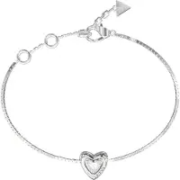 GUESS armband Beloved 10mm Crystal Heart Bracelet Rhodium zilverkleurig