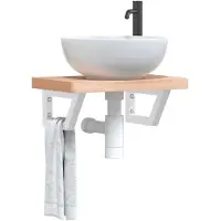 vidaXL Badkamer wandschap staal en massief beukenhout