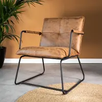 Dimehouse Industriële fauteuil Hailey cognac ecoleder