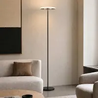 LUCANDE LED-uplighter vloerlamp Raymond, dimbaar, zwart, Woon-/ Eetkamer, metaal, Modern, LED vloerlamp
