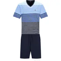 Hajo Pyjama kort blauw / marine / royal blue/koningsblauw / wit