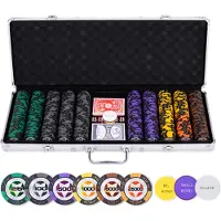 Quint Poker set in een zilveren koffer, voor hoge inzetten - 500 fiches (14 gram)