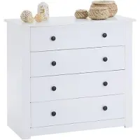 CARO-Möbel Commode PAULO met 4 lades, grenenhout in wit