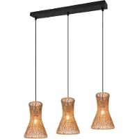 TRIO 3 Lichts Hanglamp Bijou Zwart Met Rotan