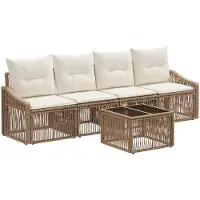 vidaXL Tuinbank Set 5 st Beige poly rattan