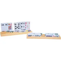 Longfield Games Domino en Kaarthouder – Hout – Set van 4 Stuks – 26 x 6 x 1,5 cm – Kaarten- en Dominohouders – Houten Speelaccessoires – Engelhart