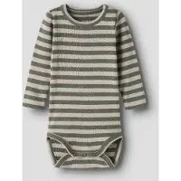 Name it BABY gestreepte romper - olijfgroen Jongens/Meisjes Stretchkatoen Ronde hals - maat 50