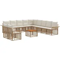 vidaXL Buiten bank set 12 st Natuurlijk en Crème Wit Polyester