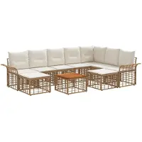 vidaXL Buiten bank set 10 st Natuurlijk en Crème Wit Polyester