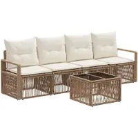 vidaXL Tuinbank Set 5 st Beige poly rattan