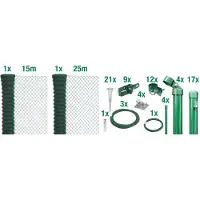 Alberts gaashekwerk complete set, antraciet of groen, hoogte 80-200 cm, lengte 15 m, inrijgoot & kniekussen
