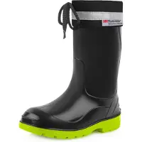 Ladeheid Kinder Regenlaarzen - Rubber - Hoog met Veters - PVC - Waterdicht – Zwart Groen – 27 - LA-LMG-972-Kim