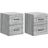 vidaXL Muurbevestigde Nachttafel 2 st Grijs sonoma 34,5 x 33 x 40 cm
