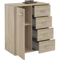CARO-Möbel Commode TIRANO met 1 deur en 4 lades - Sonoma-eik