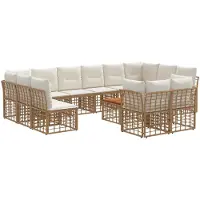 vidaXL Buiten bank set 13 st Natuurlijk en Crème Wit Polyester