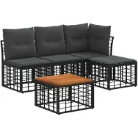 vidaXL Buiten bank set 5 st Zwart en Donker Grijs Polyester