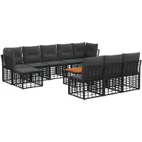 vidaXL Tuinset met 11 delen, zwart en donkergrijs, polyester