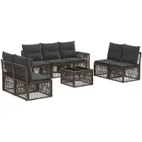 vidaXL Tuinbank Set 8 st Grijs en Donkergrijs poly rattan