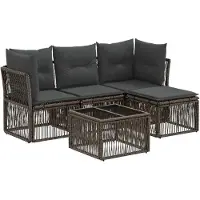 vidaXL Tuinbank Set 5 st Grijs poly rattan