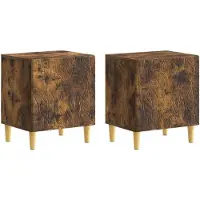 vidaXL Nachtkastje 2 st Gerookt eiken 43 x 34,5 x 50 cm Bewerkt hout