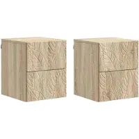 vidaXL Muurbevestigde Nachttafel 2 st Sonoma Eiken 34,5 x 33 x 40 cm