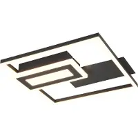 TRIO Vierkante plafondlamp Spiro zwart 30cm
