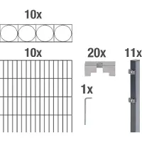 Alberts Dubbelstaafmat hekwerk Oslo antraciet, hoogte: 100-160cm, totale lengte: 10-20m, voor plaatsing in beton (set)
