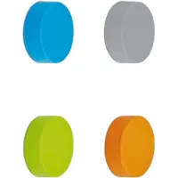 MAUL Ferrietmagneet , 4 stuks, tot 0,8 kg, siliconen coating, Ø 30 x 7 mm, geassorteerde kleuren