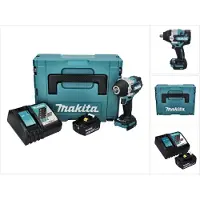 Makita Boormachine + slagboor, DTW 700 RG1J Accu-slagmoersleutel 18 V 700 Nm 1/2" XPT Borstelloos + 1x accu 6.0 Ah + lader (Oplaadbare batterij)