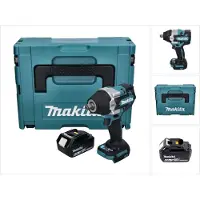 Makita Boormachine + slagboor, DTW 700 G1J Accu-slagmoersleutel 18 V 700 Nm 1/2" XPT Borstelloos + 1x accu 6,0 Ah + Makpac - o (Oplaadbare batterij)