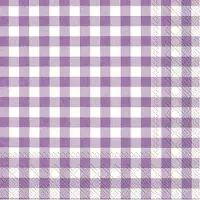 IHR Servetten Vichy Karo - 60x stuks - 3-laags - - paars/wit geblokt - 33 x 33 cm - Lente/pasen