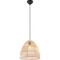 TRIO Hanglamp Rike zwart met rotan vlechtwerk