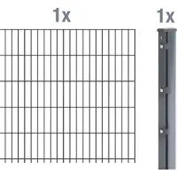 Alberts 645731 dubbelstaafmat hekwerk als complete hekwerkset, antraciet, hoogte 243 cm, lengte 2,5 m