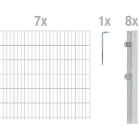 Alberts 669621 dubbelstaafmat hekwerk als 16-delige complete hekwerkset, thermisch verzinkt, hoogte 163 cm, lengte 17,5 m