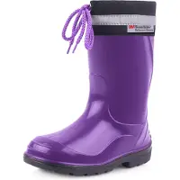 Ladeheid Kinder Regenlaarzen - Rubber - Hoog met Veters - PVC - Waterdicht – Purper Zwart – 31 - LA-LMG-972-Kim