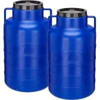 Garronda 2x60L Kunststof Trommel Met Deksel - Regenton - Vat - HDPE - Voedselvat - Tuin Hobbock – Blauwx2 - GD-STE-Barrel-B60L-2B