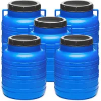 Garronda 5x10L Kunststof Trommel Met Deksel - Regenton - Vat - HDPE - Voedselvat - Tuin Hobbock – Blauw - GD-STE-Barrel