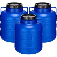 Garronda 3x20L Kunststof Trommel Met Deksel - Regenton - Vat - HDPE - Voedselvat - Tuin Hobbock – Blauw – GD-STE-Barrel-B20L-2B