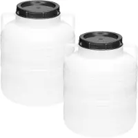 Garronda 2x20L Kunststof Trommel Met Deksel - Regenton - Vat - HDPE - Voedselvat - Tuin Hobbock – Wit – GD-STE-Barrel-B20L-2B
