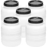 Garronda 5x10L Kunststof Trommel Met Deksel - Regenton - Vat - HDPE - Voedselvat - Tuin Hobbock – Wit - GD-STE-Barrel