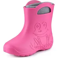 Ladeheid LA-CA-FrogWinter Kinder Regenlaarzen - Rubber - met Binnenschoen - EVA - Wasbare Binnenschoen - Roze/Grijs - 24/25