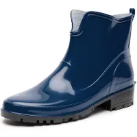 Ladeheid LA-LMG-930-Elke Dames Regenlaarzen - Rubber - Enkelhoogte - PVC - Waterdicht – Donkerblauw – 36