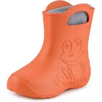 Ladeheid LA-CA-FrogWinter Kinder Regenlaarzen - Rubber - met Binnenschoen - EVA - Wasbare Binnenschoen - Oranje/Grijs - 24/25