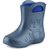 Ladeheid LA-CA-FrogWinter Kinder Regenlaarzen - Rubber - met Binnenschoen - EVA - Wasbare Binnenschoen - Metallic blauw/Navy blauw-2 - 28/29