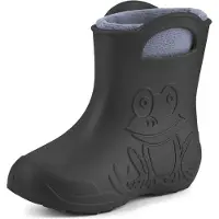 Ladeheid LA-CA-FrogWinter Kinder Regenlaarzen - Rubber - met Binnenschoen - EVA - Wasbare Binnenschoen - Karbon/Grau - 32/33