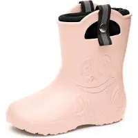 Ladeheid Kinder Regenlaarzen – Lichtgewicht Rubberen – Laarzen – Thermovoering – Meisjes – Jongens – Antislip – Regenlaarzen – Kinder – Poederroze – 28/29 - LA-CA-Frog245