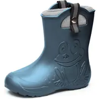 Ladeheid Kinder Regenlaarzen – Lichtgewicht Rubberen – Laarzen – Thermovoering – Meisjes – Jongens – Antislip – Regenlaarzen – Kinder – Metaalblauw-2 – 32/33 - LA-CA-Frog245
