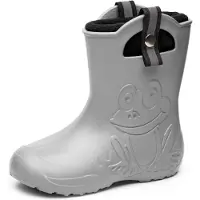 Ladeheid Kinder Regenlaarzen – Lichtgewicht Rubberen – Laarzen – Thermovoering – Meisjes – Jongens – Antislip – Regenlaarzen – Kinder – Grijs – 22/23 – LA-CA-Frog245