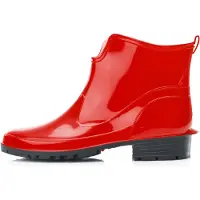 Ladeheid LA-LMG-930-Elke Dames Regenlaarzen - Rubber - Enkelhoogte - PVC - Waterdicht – Rood – 37